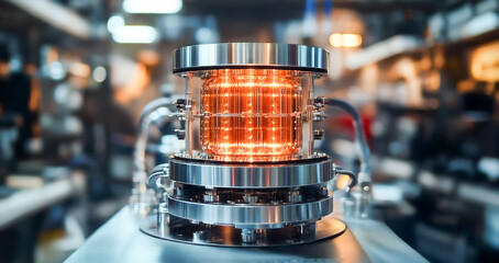 Aufkleber - The image showcases an advanced quantum computer in a lab, with qubits glowing to highlight concepts like entanglement and superposition.