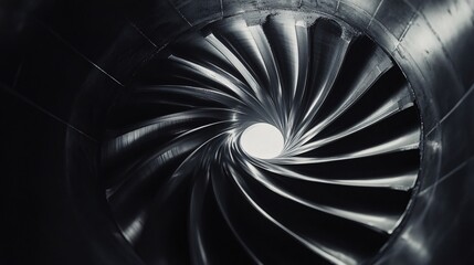 Aufkleber - Swirling metal blades creating a tunnel with light at the end