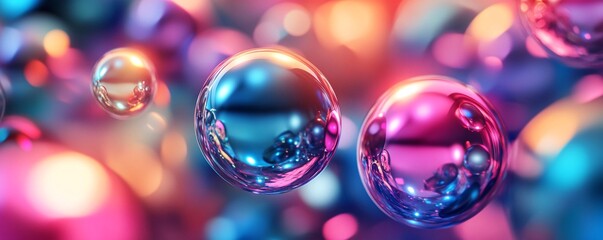 Aufkleber - Colorful bubbles floating and reflecting light: a stunning abstract background