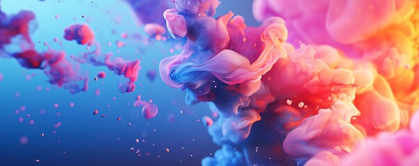 Aufkleber - Colorful ink mixing in water creating abstract shapes