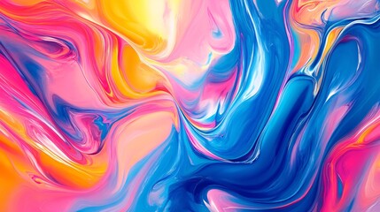 Poster - Colorful abstract swirling paint mixing together creating unique patterns