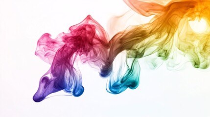Poster - Colorful smoke creating abstract shapes on white background