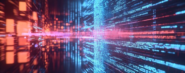 Leinwandbilder - Digital information flows through cyberspace creating big data tunnel