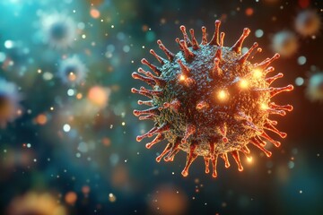 Poster - Virus particles under close observation in a scientific research environment