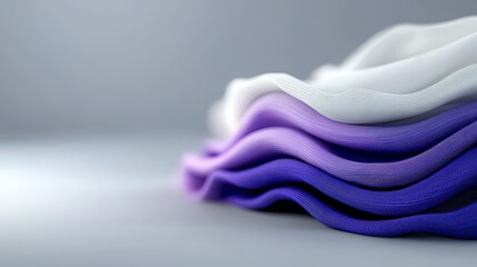 Poster - Soft and Flowing Textiles in Gradients of Purple, Lavender, and White with a Subtle Background and Elegant Curves