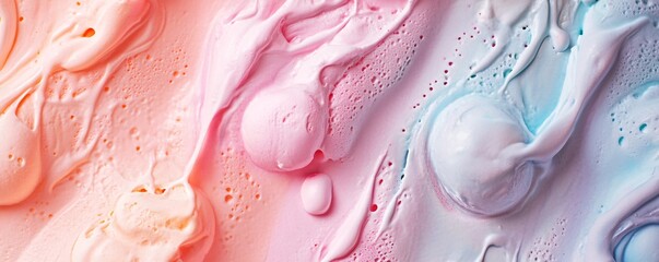 Poster - Creamy foam texture forming colorful swirls and bubbles