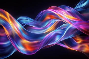 Poster - colorful waves of light create an abstract visual display in a dark background