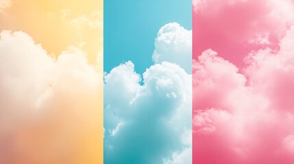Poster - Colorful pastel colored clouds creating a beautiful sky background