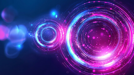 Poster - Dynamic colorful circles digital art abstract background vibrant environment close-up view technology concept