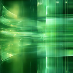 Poster - Dynamic light waves abstract art digital realm visual composition vibrant green environment artistic viewpoint energy concept