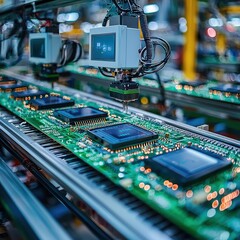 Poster - Close-up of a computer processor being assembled with careful attention to detail and precision