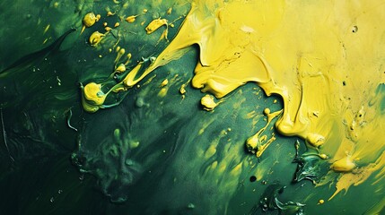 Aufkleber - Mixing green and yellow oil painting colors creating abstract design