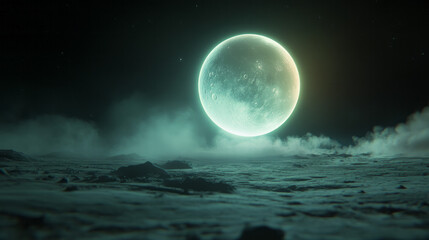 Poster - A modern conceptual shot featuring slow-motion capture of a moon walk, merging sharp details with