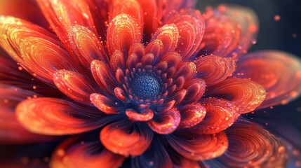 Poster - A close-up of a flower where the petals extend infinitely in an AI-generated fractal pattern