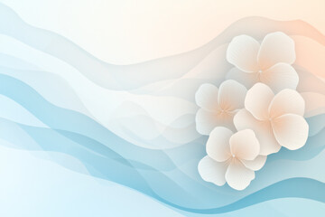 Poster - A contemporary minimalist illustration depicting softly glowing white floral motifs flowing