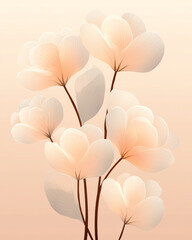 Poster - A contemporary minimalist illustration showcasing crisp white blooms gracefully organized in a