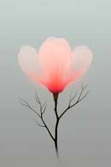 Poster - A poetic digital artwork featuring an emerging pink magnolia bud softly illuminated and gently