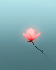 Poster - A minimalist futuristic digital artwork highlighting the poetic contrast of a softly glowing pink