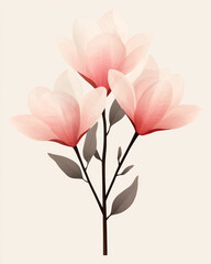 Poster - A refined digital scene capturing the serene emergence of an early spring magnolia bud in soft pink