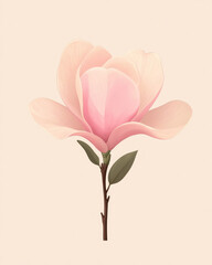 Poster - An elegant, minimalist illustration capturing the subtle beauty of an early spring magnolia bud