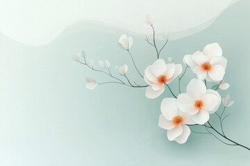 Poster - A high-definition digital rendering highlighting a serene magnolia blossom in soft, pastel white