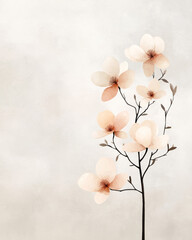 Poster - A sophisticated minimalist artwork capturing the gentle beauty of a blooming white magnolia flower,