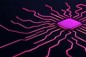 Poster - Minimalist design showcasing a network of delicate, luminescent circuits radiating outwards, with