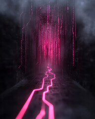 Aufkleber - A visionary futuristic illustration highlighting vibrant neon circuitry and luminous data pathways