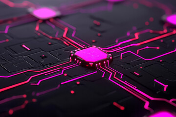 Poster - A sleek digital composition showcasing vibrant glowing circuitry patterns dynamically
