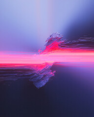 Aufkleber - Glitch-inspired collage of fragmented digital grid segments pulsing in neon colors, interlaced with