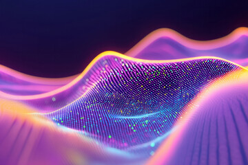 Poster - Dynamic 3D render of a digital intelligence grid with pulsating, interlocking nodes and fluid data