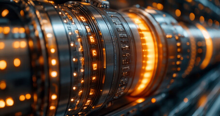 Fototapete - Advanced quantum computing hardware displays intricate designs showcasing qubits, superposition, and entanglement. Illuminated circuits highlight the complex architecture used for data processing.