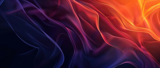 Poster - Soft thin fantasy smooth blue red abstract flow smoke transparent on dark black backgrounds.