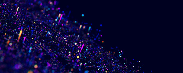 Poster - macro of quantum computing technology. digital patterns of big data. microworld of llm ai learning p