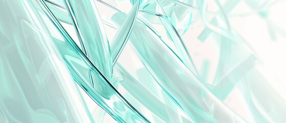 Wall Mural - Soft blue glow transparent shine curve gloss wave flow bend curl striped line glass macro close up, illuminated turbulence.