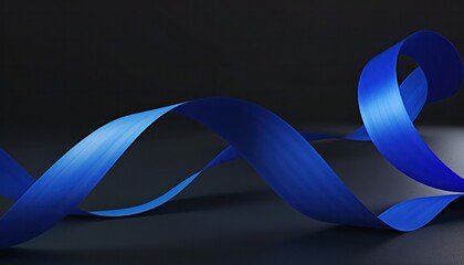 Wall Mural - Blue ribbon graphic bend curve wave swirl curl spiral dynamic dark black backgrounds.