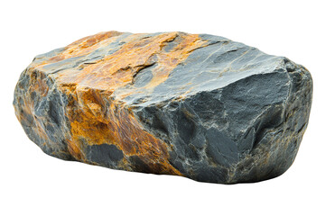 Poster - A detailed image of a textured rock featuring orange and gray hues, set against a white isolated background.