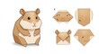 © goesti - A cute cartoon hamster and origami paper folding instructions are shown