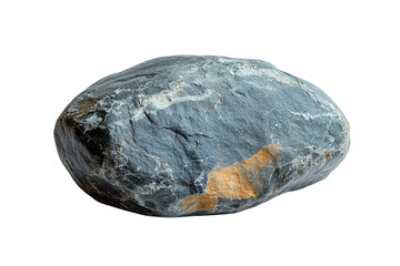 Poster - A textured rock with gray and brown hues, isolated on a white background, showcasing nature's beauty and rugged formations.