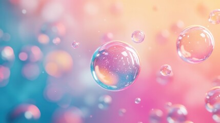 Wall Mural - 3d render of colorful abstract bubbles on pastel background.