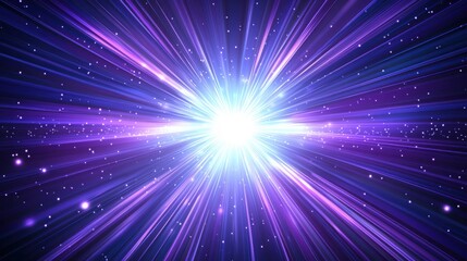 Poster - Stunning purple and blue star burst radiating energy and vibrance against a dark background creating a dazzling effect