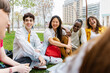 © Xavier Lorenzo - Young group of multiracial teenage students hanging out at high school campus. Education lifestyle concept