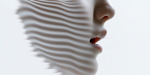 Poster - Profile of Face with Superimposed Wavy Lines
