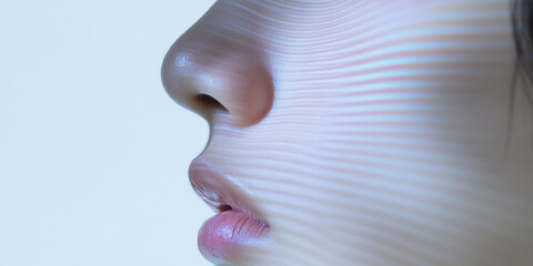 Poster - Close-up Profile of Face with Linear Light Overlay