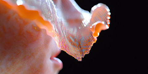Poster - Close-up of Translucent Orange Material and Skin