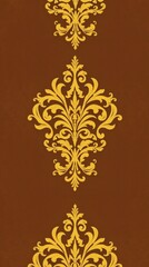 Poster - An intricate seamless golden pattern design on brown surface 