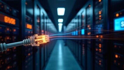 Poster - an ethernet cable connecting to the servers in data center 