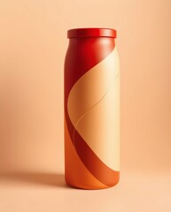 Poster - a stylized bottle with a captivating gradient design, showcasing shades of red and orange against a soft background 