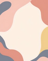 Poster - Pastel colored abstract poster background with wavy shapes creating a frame