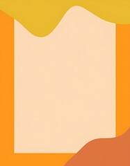 Poster - Modern abstract poster with wavy shapes and orange frame on beige background